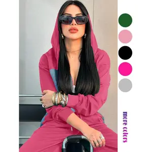 Personalized Patchwork Hoodie Set, Long Sleeve Short Top Set, Casual Party, Travel Pants Set, Fashionable Streetwear