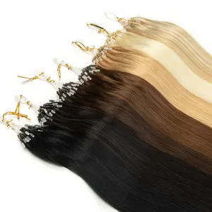 Micro Loop Human Hair Extensions 30g/pack Natural Straight Real Machine Remy Easy to Wear at Home Application for Women 50 Strands 12inch-20inch