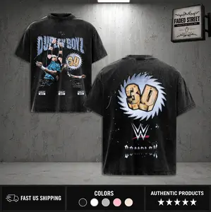 WWE DUDLEY BOYS Washed T-Shirt Wrestling Shirt WWE Fans WWE Tee Menswear Cotton Crewneck Premium American Made Acid Washed 100% Cotton