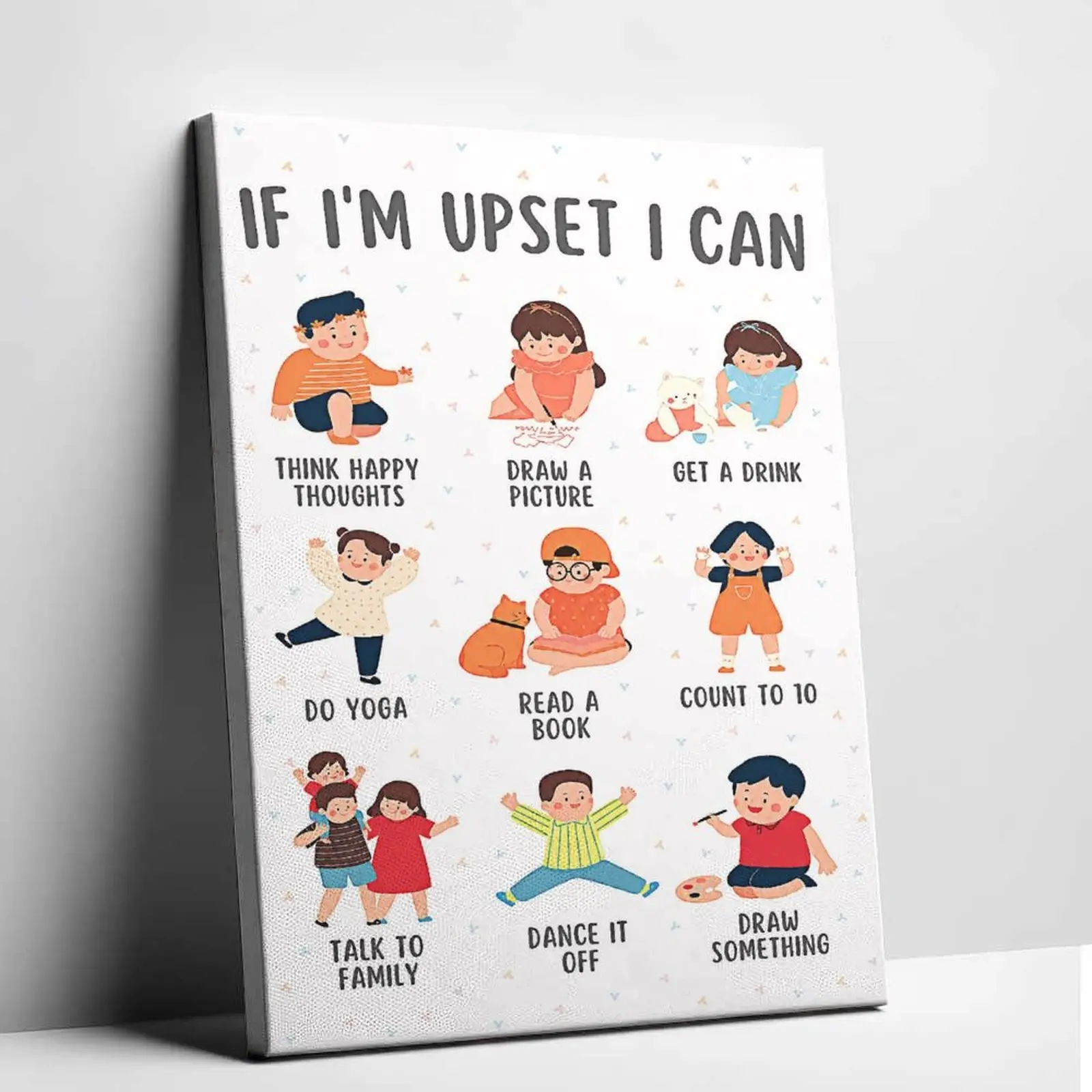 Aesthetic Kids Mental Health Canvas Wall Art Cute Emotion Regulation Poster Print Classic Positive Affirmations Graphic Art Canvas Painting Unique Picture Home Therapy Room Wall Decor