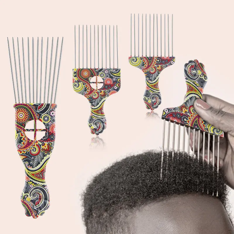 A cashew flower pattern insert comb, suitable for home or hair salon use, with a cashew flower pattern insert comb that is suitable for both styling and oily hair styling, Hair Care Comb