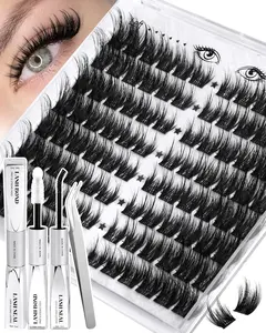 Cat Eye Lash Clusters Kit Manga Eyelash Cluster Kit Cat Eye Lashes Wispy Cluster Eyelash Extensions Pre-Mapped Anime Cat Eye Individual Lashes Kit With Lash Bond&Seal, Lash Tweezers 10-18MM by Zegaine