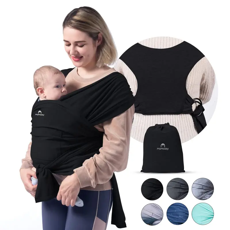 Momcozy Baby Wrap Carrier, All in 1 Original Breathable Baby Sling Lightweight Hands Free Baby Slings Adjustable Baby Carriers for Newborn up to 50 lbs