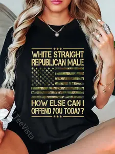 100% Cotton Unisex Straight White Republican Male Funny Conservative Political T-Shirt