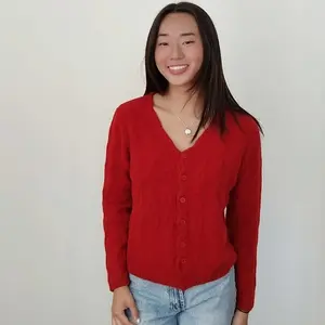 100% Red Button Up Sweater