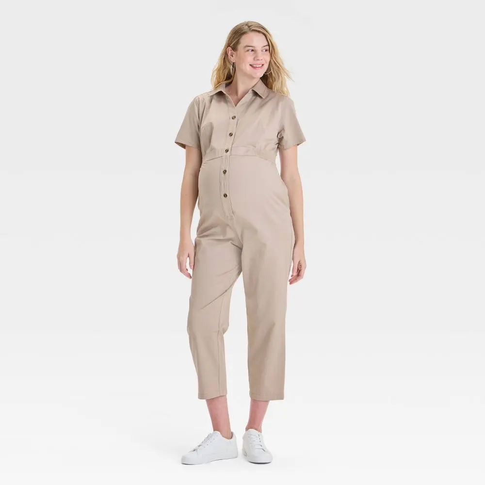Short Sleeve Utility Maternity Jumpsuit - Isabel Maternity by Ingrid & Isabel Short Sleeve Utility Maternity Jumpsuit - Isabel Maternity by Ingrid & Isabel