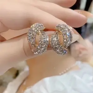 LisiZen High-End Zircon Cross Earrings 2026 New Trendy Light Luxury Sparkling Geometric Silver Needle Earrings for Women DZEH4919