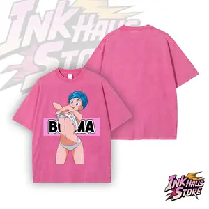 DBZ design featuring Bulma from Dragon Ball - Short Sleeve Cotton Unisex Retro Wash Tee