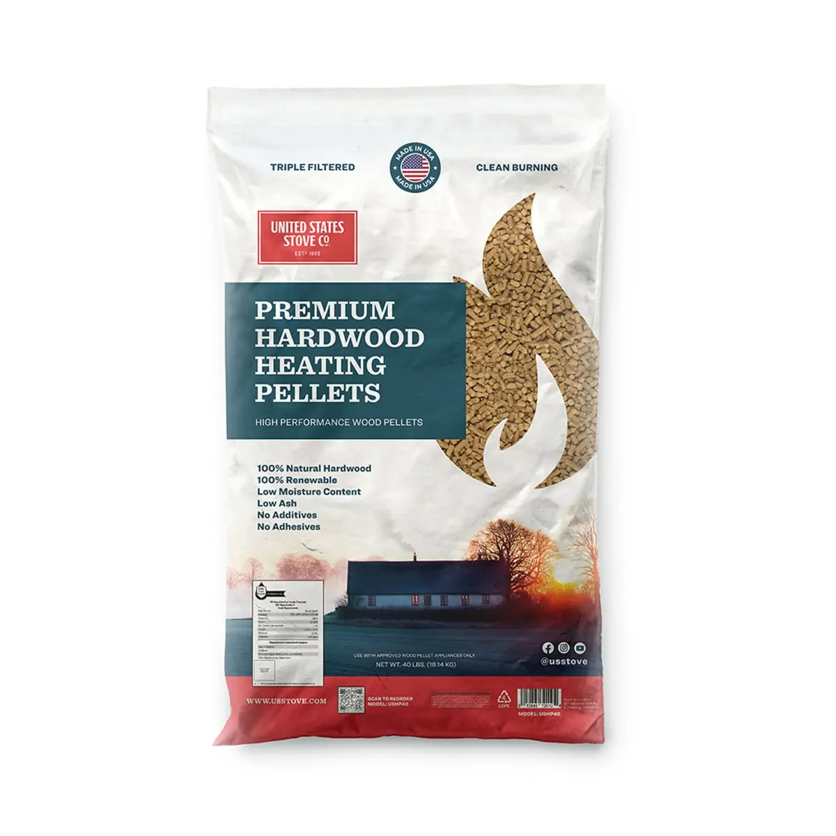 212 MAIN 40 lbs Renewable Hardwood Heating Pellets - Standardized Size, True Pellet Form, Low Ash Burn, Renewable Cellulose, Sustainably Sourced Home Heat Solution for Keeping Warm