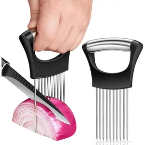 2025 Premium Onion Slicer, Stainless Steel Onion Holder for Slicing Onion, Kiwifruit, Tomatoes, Avocados, Eggs, Lemon, Meat, Third Generation Onion Cutter