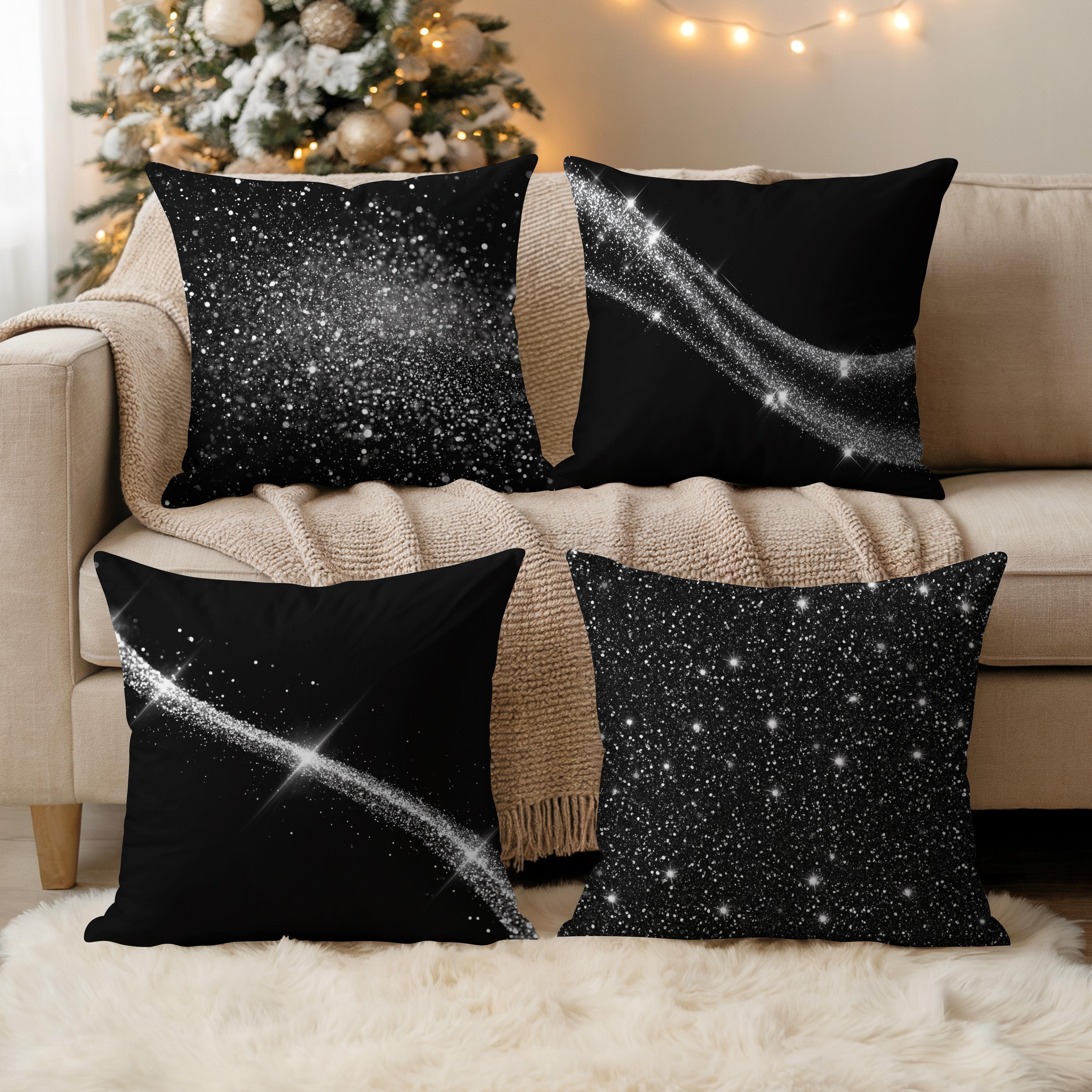 Abstract Linear Shiny Pattern Pillowcase, 4-Piece Sofa Cushion Cover Set, Square Pillow Cover (Without Filling), Suitable for Home Office Living Room Bedroom Home Textiles