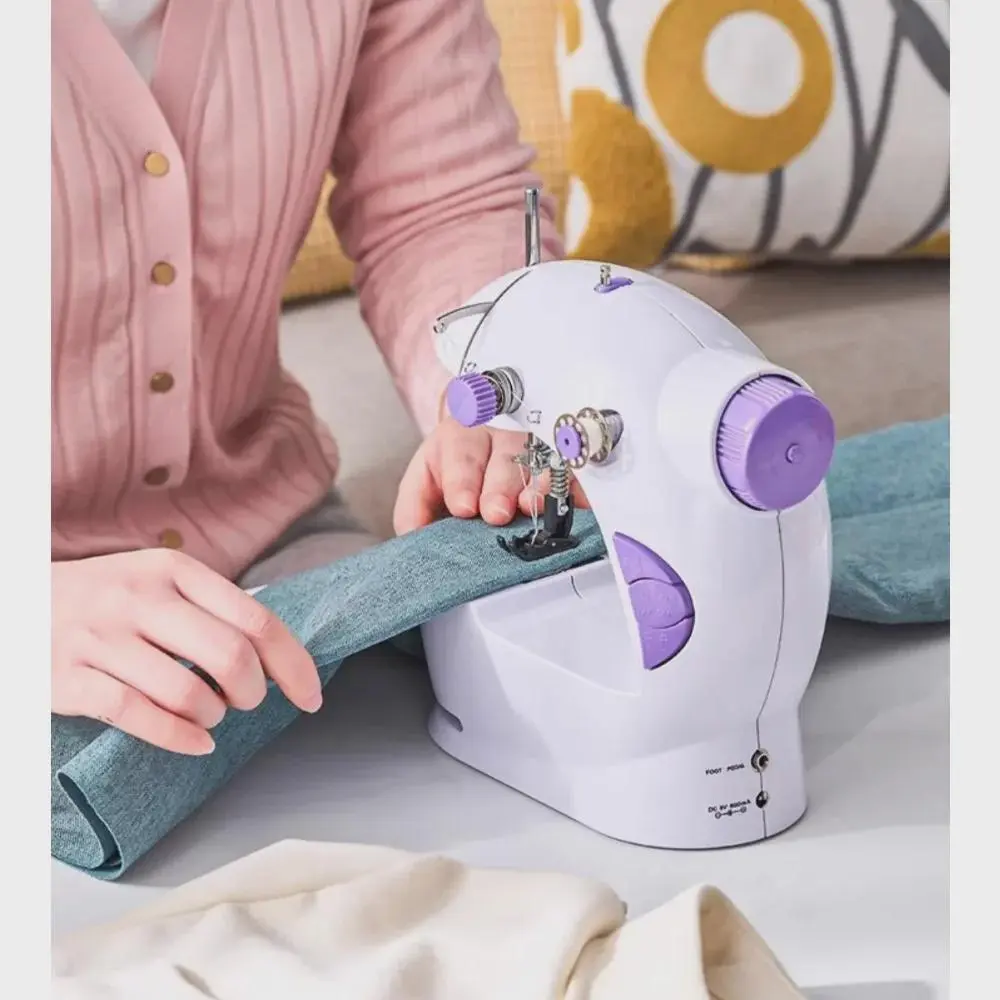Mini Straight-Stitch Sewing Machine with Double-Speed Pedal, Extension Table Station, Built-In Functions, Convenient Storage (31*17.5*24.3cm) - Easy-to-Learn Home DIY Sewing Tool for Beginners, Gift for Kids, Space Saver