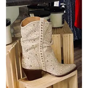 Jessica Simpson Women's Champagne Dress Boot - Women's Shoe with Raindrop Stone Decor and Sparkling Gems