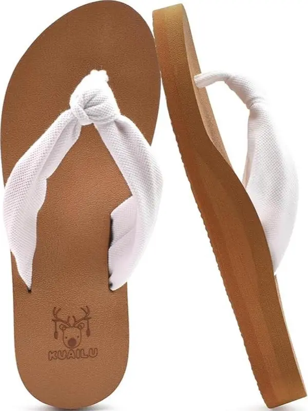 KuaiLu Women's Arch Support Flip Flops, Yoga Mat Cushioned Thong Footwear, Slip-On Sandals for Summer Beach & Indoor-Outdoor Walking