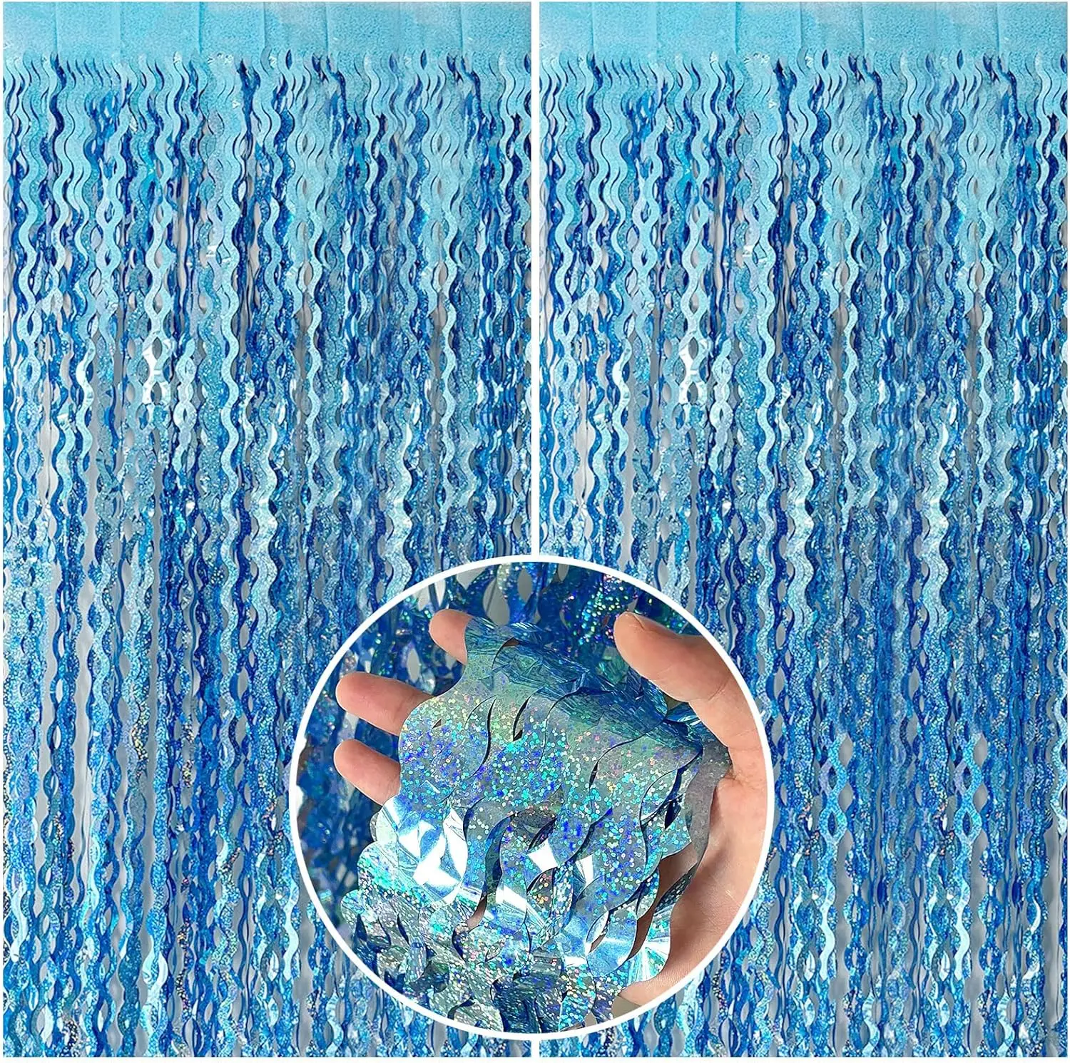 Tinsel Foil Fringe Curtains Wavy Backdrop for Parties Sparkle Metallic Wavy Foil Fringe Backdrop Curtain for Party Decorations Photo Booth Props for Birthday Graduation Wedding
