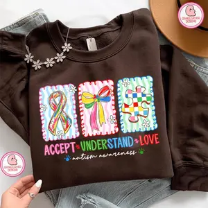 Autism Accept Understand Love Shirt, Autism mom Checker Sweatshirt, Autism Bow Sweater, Autism Mama Gift, Autism Awareness Shirts, Autism Puzzle Sweaters