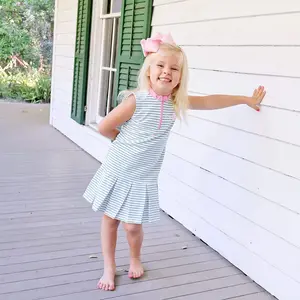 Green Stripe Tennis Dress - Girls Sporty & Soft French Terry Outfit