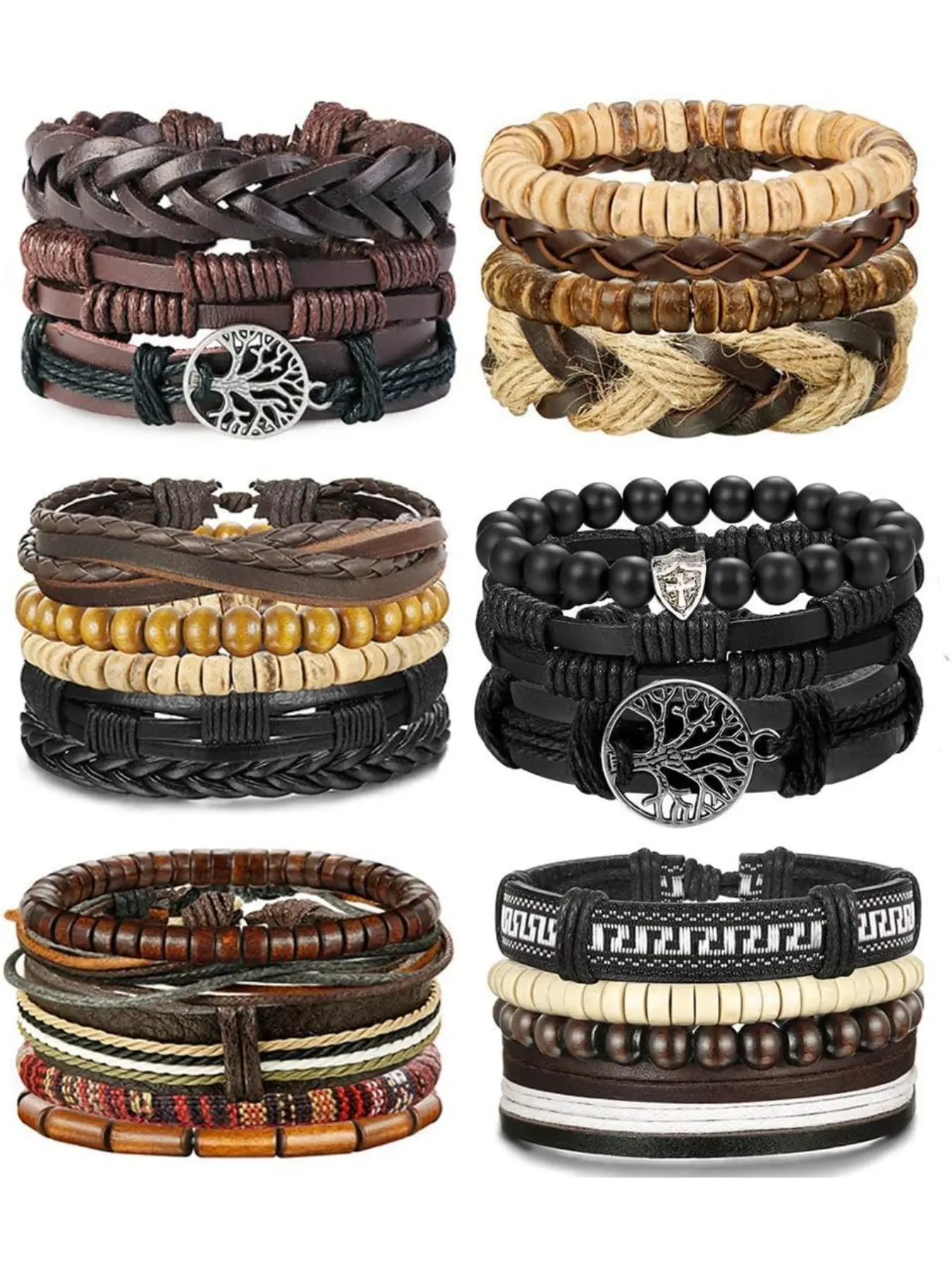 24 Pcs Woven Leather Braided Bracelet for Men Women, Stylish Leather Wrist Cuff Stackable Bangle Bracelets Set, Unique Fashion Accessories for Every Occasion
