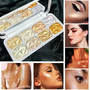 Cool Story 8-Color Highlight Eyeshadow Palette Pearlescent Glitter Shimmer Highlighter Contouring Face Body Highlighter Makeup Cosmetics