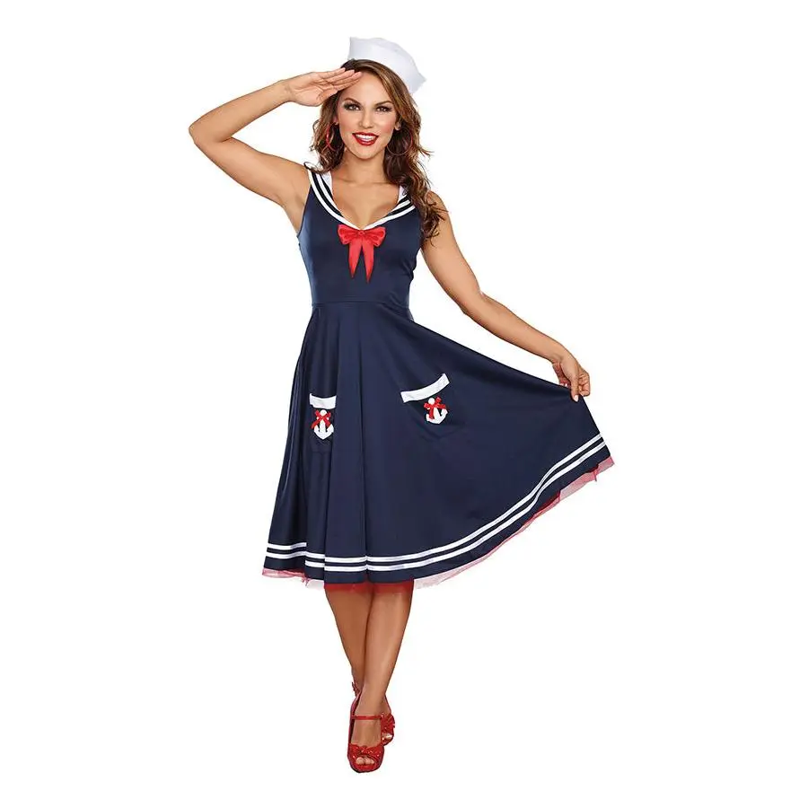 All Aboard Costume Set, Two Piece Midi-Length Sailor Dress