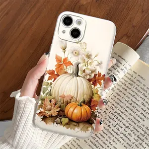 Fall-Themed Pumpkin Maple Phone Cover, Impact-Resistant with Camera Protection, Compatible with Iphone Models 11 Through 16 Pro Max/Plus.