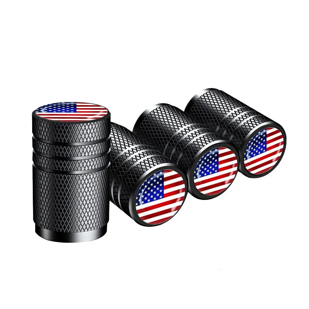 Creative US Flag Pattern Car Tire Valve Stem Cap, 4 Counts/set Universal Valve Stem Cover for Car, SUV, Bicycle, Truck & Motorcycle, Car Exterior Deco
