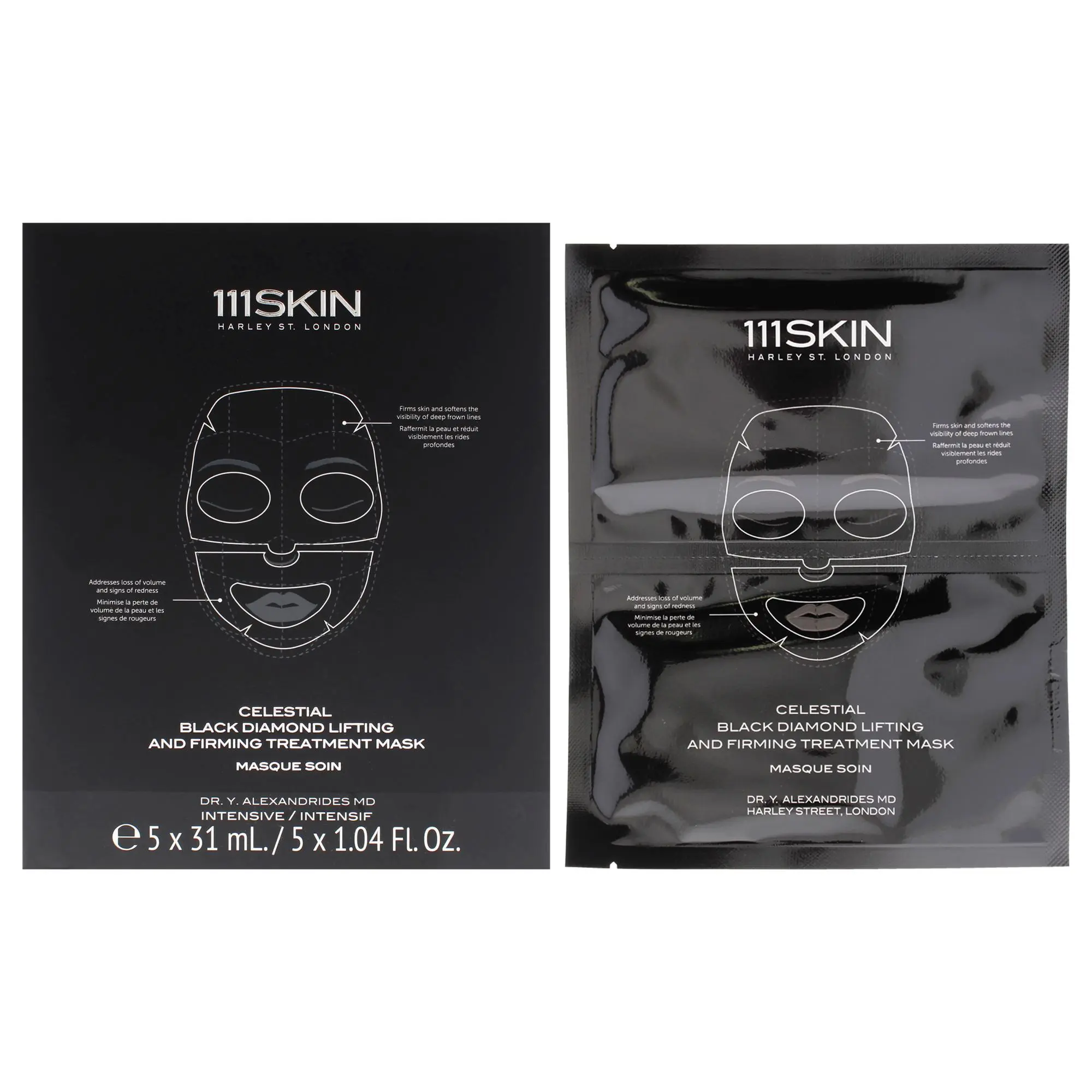 111Skin Celestial Black Diamond Infused Lifting and Firming Lift Treatment Mask Set, Unisex - 5 Pc Mask