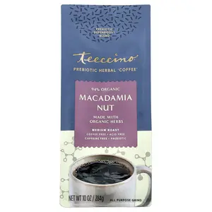 Teeccino Prebiotic Herbal 'Coffee', Macadamia Nut, Medium Roast, Caffeine Free, 10 oz (284 g)