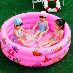 Inflatable Pool, Outdoor PVC Thickened Durable Foldable Ocean Pattern Soft Bubble Bottom, Essential Summer Kids Pool