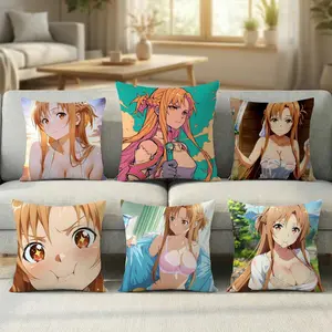 Asuna Yuuki anime game action romantic Pillow Case new style printing Pillowcase Anti-dustmite Invisible zipper silky short plush Sofa cushion cover polyester microfiber queen king bed home