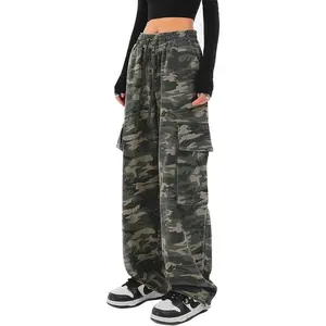 Cargo Pants Women Baggy Streetwear Y2K Drawstring Trousers Wide Leg Pants