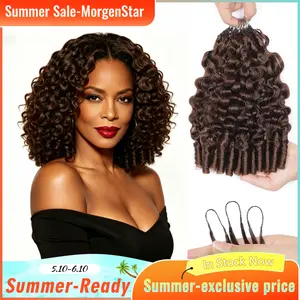 MorgenStar Burmese Curl Chocolate Brown Hair Crochet Hair Water Wave Human Hair Extensions Miracle Knots Pre-Separated 50g/pack– Knotless Boho Braids, Protective Hairstyles For Black Women Vacation Hair #Summervibes#MorgenStarCrochetNewArrivals