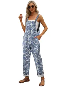 Women Linen Overalls Jumpsuits Loose Fit Baggy Bib Rompers Casual Summer Outfits Trendy