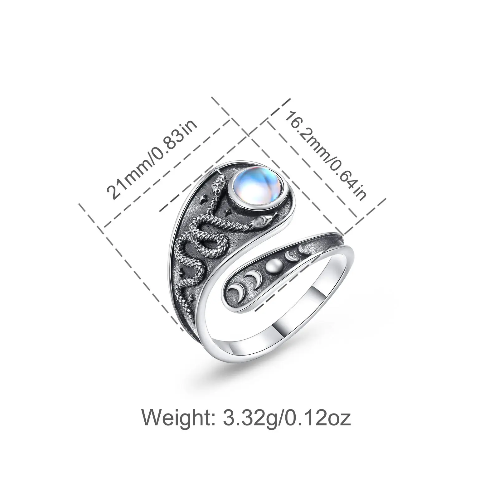Moonstone Serpent Ring