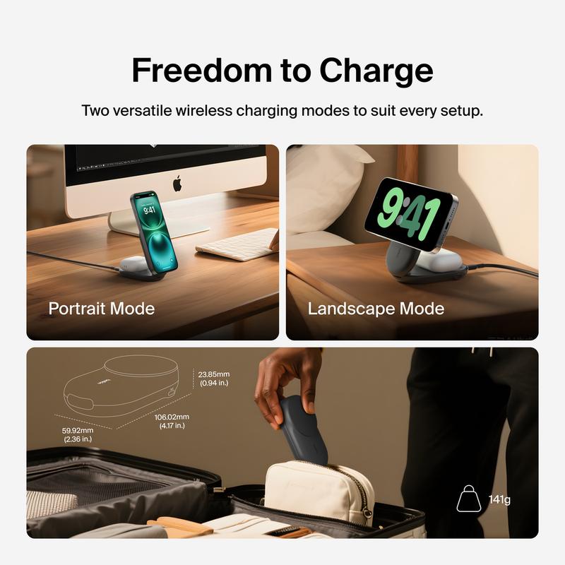Belkin UltraCharge 2-in-1 Foldable Magnetic Charger with Qi2 25W