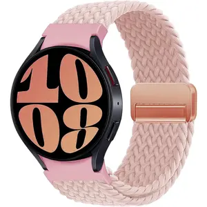 Nylon Bands for Samsung Galaxy Watch 6 5 4 40mm 44mm/6 Classic 43mm 47mm/4 Classic 42mm 46mm/5 Pro 45mmcNo Gap Magnetic Braided Sport Strap