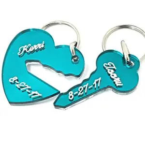 Heart and Key Custom Couple Name and Date Key To My Heart Keychain girly accessories