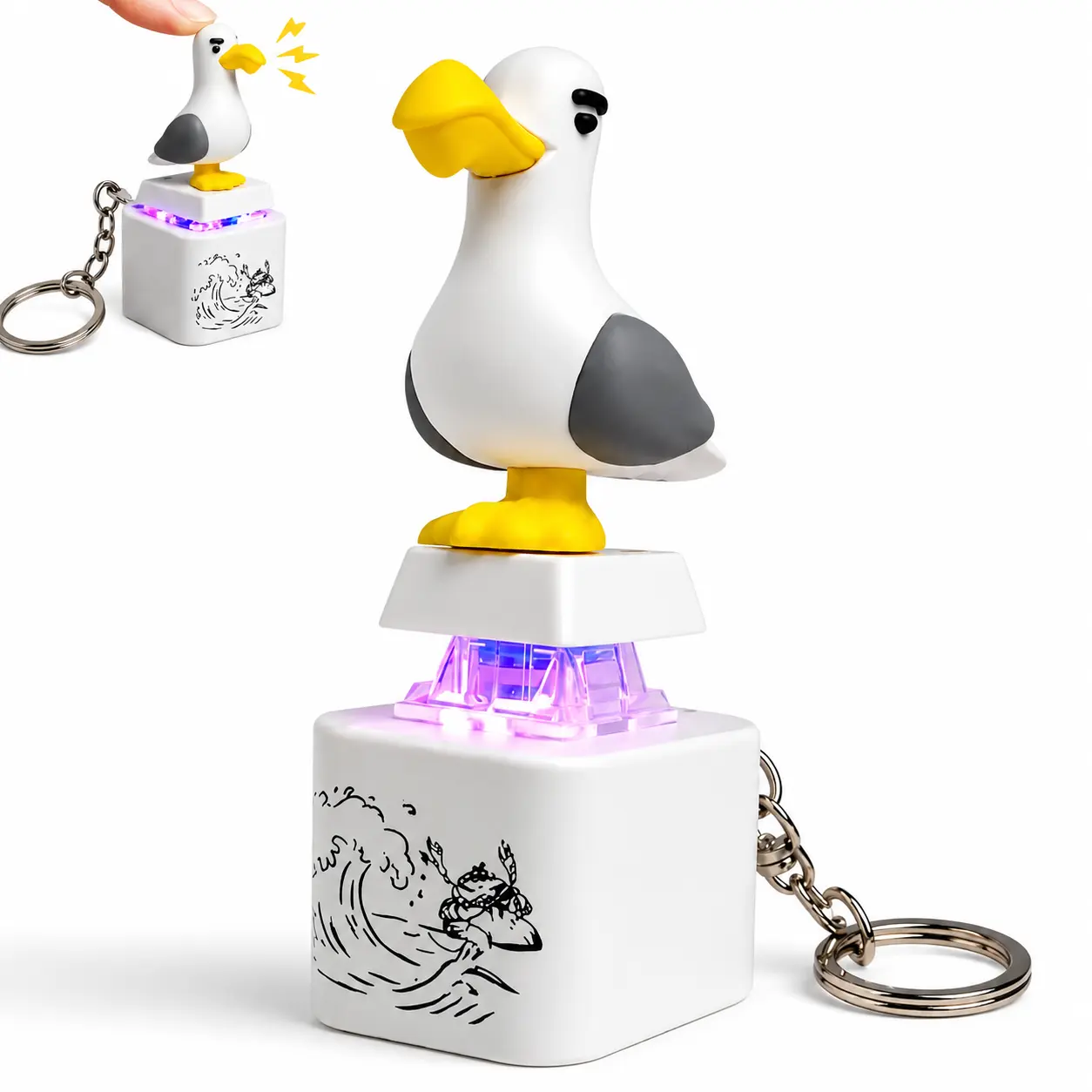 Whimsical Seagull "Mine!" Sound Keychain with LED Light - Collectibles Keychain Toys, Press to Play Real Seagull Sounds, Cute Interactive Gift for Kids, Whimsical Keychain Toys