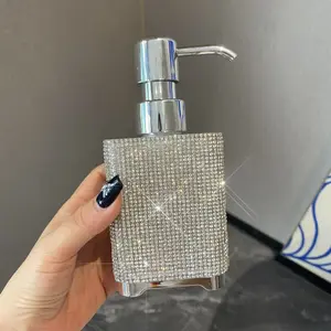 Luxury Rhinestone Shower Gel Dispenser Bottle, Travel-Ready Hair Wash Container, Sparkling Bling Bathroom Essentials