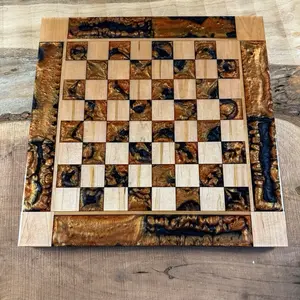 Black Onyx Copper Maple Wood Chess Board (INCLUDES PIECES)