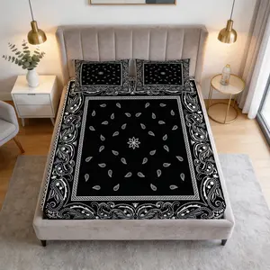 Paisley Mandala Pattern Fitted Sheet, Soft And Comfortable Bedding Set (1 Sheet + 2 Pillowcases, No Pillow Insert), Suitable For Teenagers And Adults, Guest Rooms, Dormitories, And Master Bedroom Scenarios, Bed Sheets Set