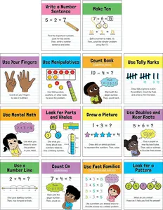 Carson Dellosa 14-Piece Mathematics Strategy Posters (8.5"x11") - 10 Frame, Counting, Number Line, Math Manipulatives, Facts & More, Classroom Decor Teacher School Educational Charts & Posters Supplies