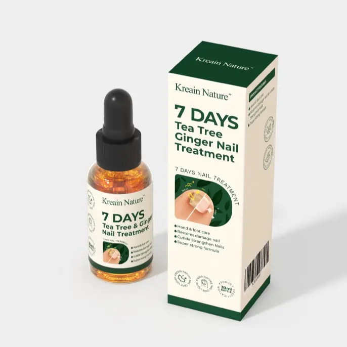 Kreain Nature Anti-Fungal Nail Care Serum with Tea Tree & Ginger Oil - Youth-Focused Formula, Eliminates Fungus, Softens Thick Nails, Restores Natural Color, Dries Fast, Waterproof, Repair, Liquid, 30 Ml