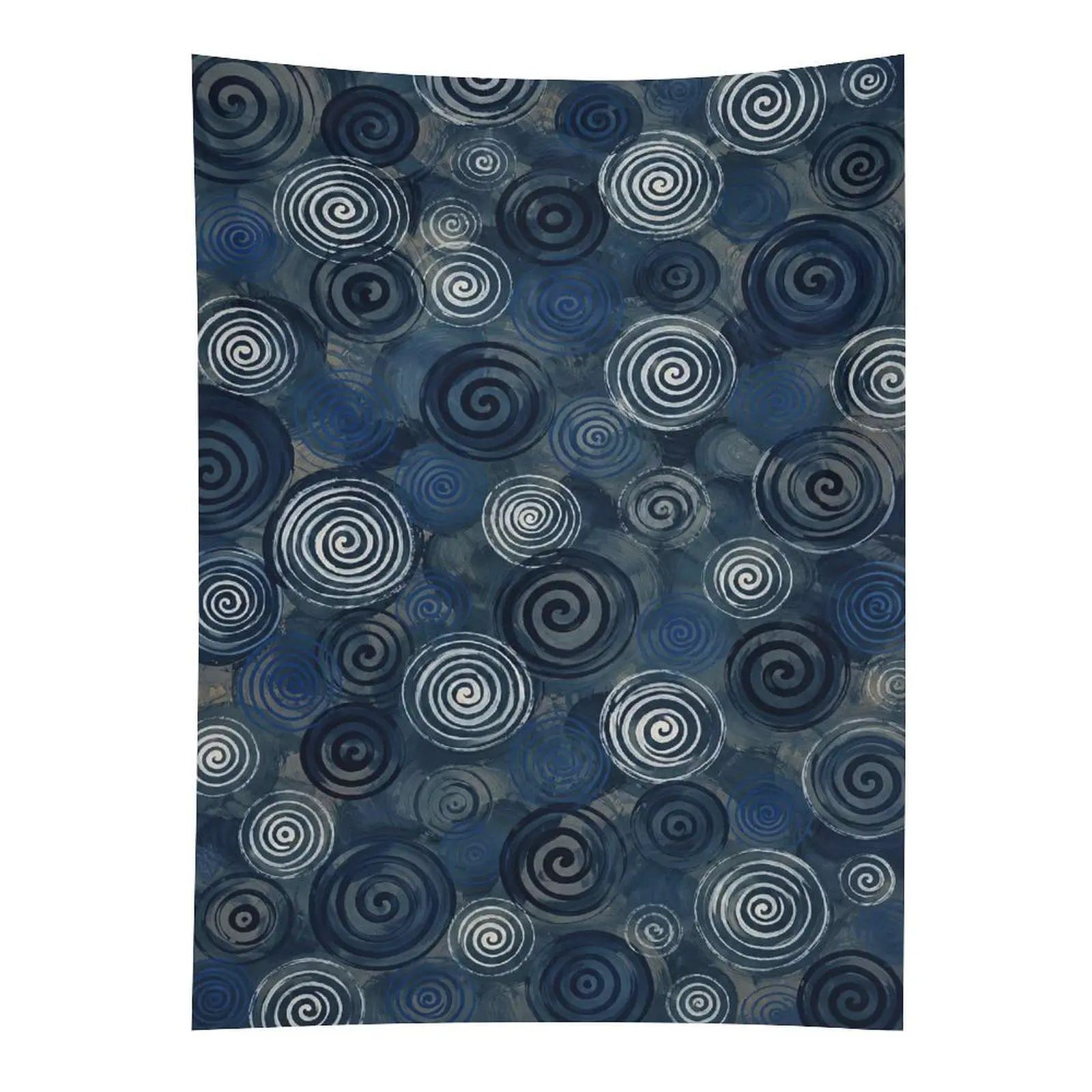 Dark Blue Spiral Circle Abstract Tapestry Modern Geometric Decor