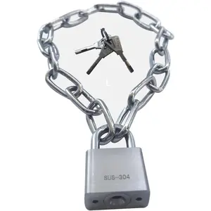 Chain Lock, Gate Chain Lock, 304 Stainless Steel Materials. No Rust,  Resistance, Premium Case-Hardened  for , , Generator, Gates,Outdoor (20 INCH Chain Lock)