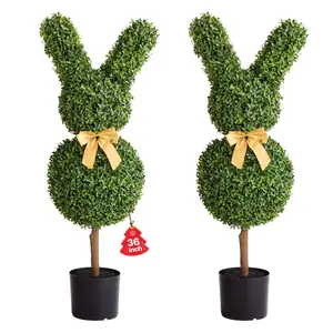 VEVOR 2x Artificial Boxwood Ball 40, 6cm Garden Deco Boxwood in Flowerpot Ball Artificial Boxwood Ball Artificial Plant made of PE, Wood, PP incl. 4 pcs. Decorative butterflies and 10 pcs. ReplacementVEVOR Super Brand Day