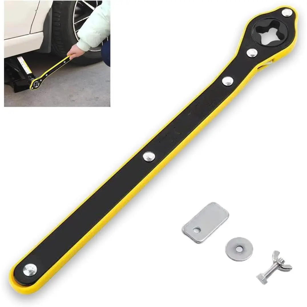 Jack Ratchet Wrench, Labor-Saving Scissor Jack Lug Wrench, Forward and Reverse Knob Design, Jack Lift Speed Long Handle Tool for Tire Wheel, Universal Accessories Fit for Small Cars SUV