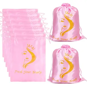 6 count Satin Storage Pouches for Multiple Hair Pieces - Silk Drawstring Organizers for , Extensions & Packaging ()