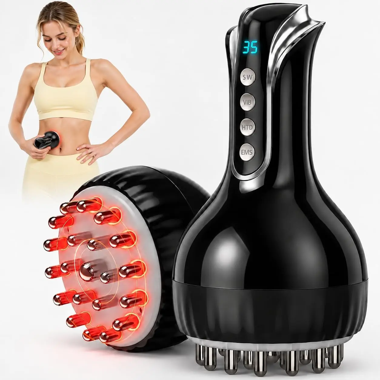 2026 Upgraded 3-in-1 Body Massager with Gentle Heat, Vibration & Microcurrent for Daily Body Care