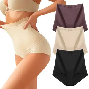 FINETOO Womens Lace High Waisted Tummy Control Underwear No Show Full Coverage Stretchy Boxer Briefs Comfy Hourglass Panties 3 Pack S-3XL Springtok